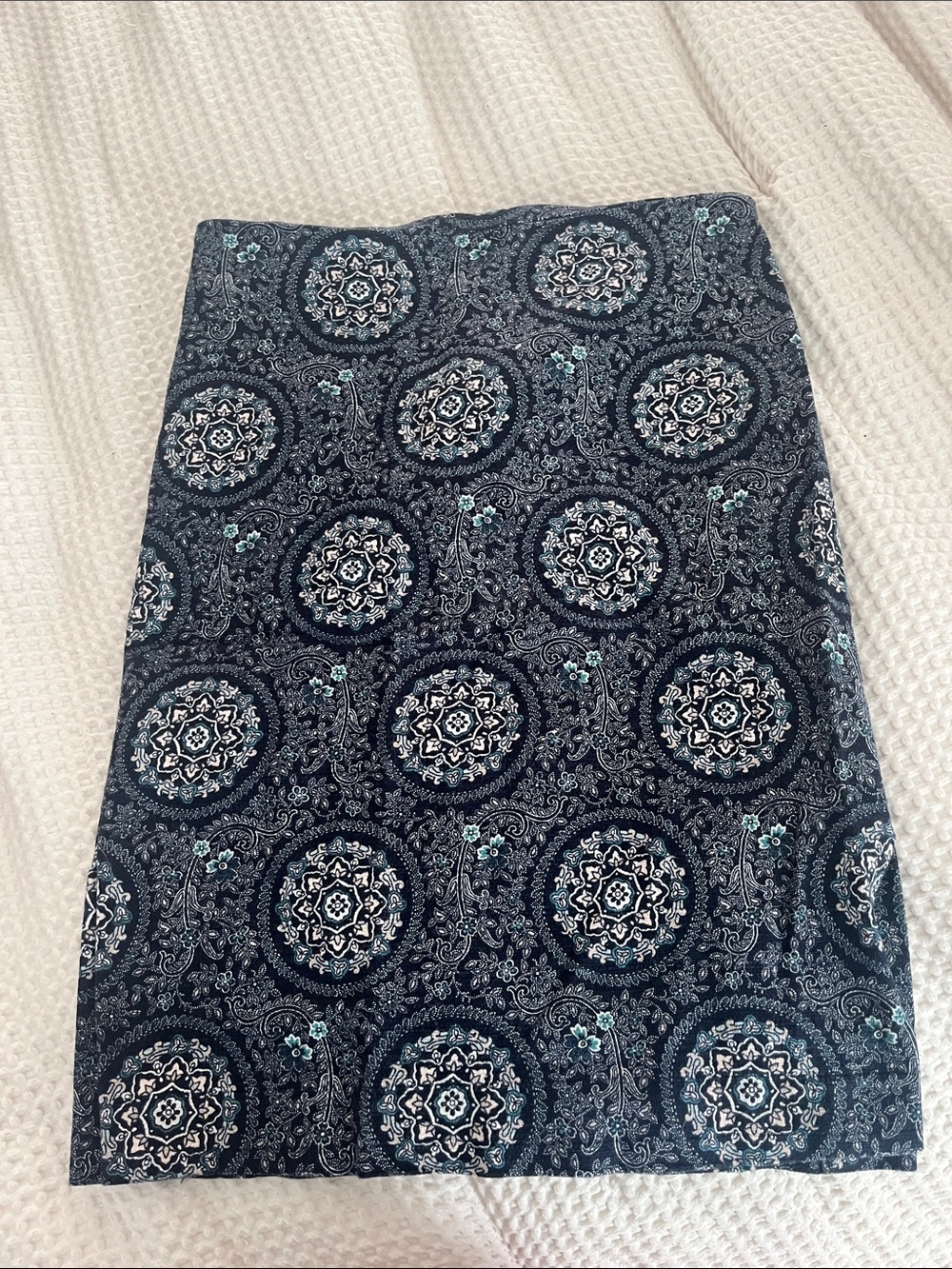 LOFT Navy Blue Medallion Pencil Skirt